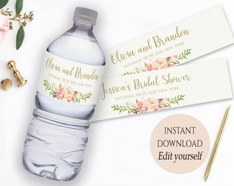 Editable Wedding Water Bottle Label Water Bottle Labels Wedding Water Bottles Personalized Custom Bottle Labels PDF Instant Download DIY