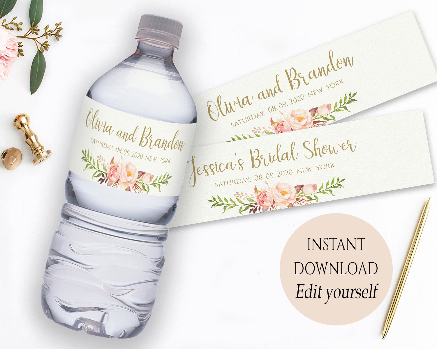 Wedding water bottle labels deals