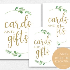 Cards and Gifts Printable Cards and Gifts Sign Printable Card Sign Printable Signs Wedding Print Instant Download PDF 8x10, 5x7, 4x6 Jasmine image 2