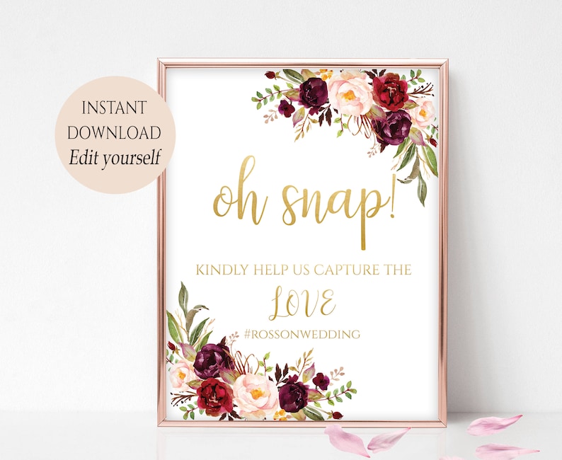 Printable Oh Snap Wedding Sign Internet Sign Hashtag Sign - Etsy