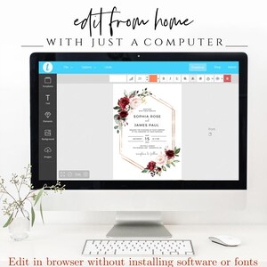 Wedding Invitation Template, Red Floral, Instant Download, Printable Invite, Edit with Templett, SRF image 3