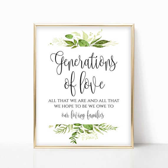 5x7 /& 8x10 non-editable GENERATIONS OF LOVE signs | pdf and jpg digital download high resolution