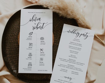 Minimalist Wedding Timeline Card Template (Editable, SPC)