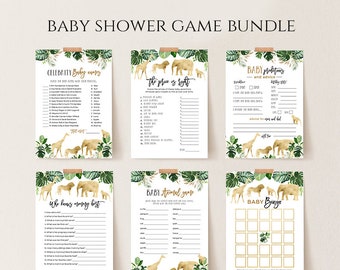 Safari Baby Shower Game Bundle, Printable + Virtual / Editable Template, Instant Download, Templett, SPP