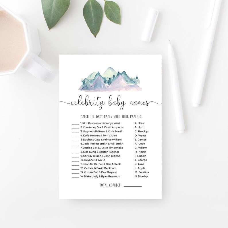 Celebrity Baby Names Game Printable &amp; Virtual Editable - Etsy