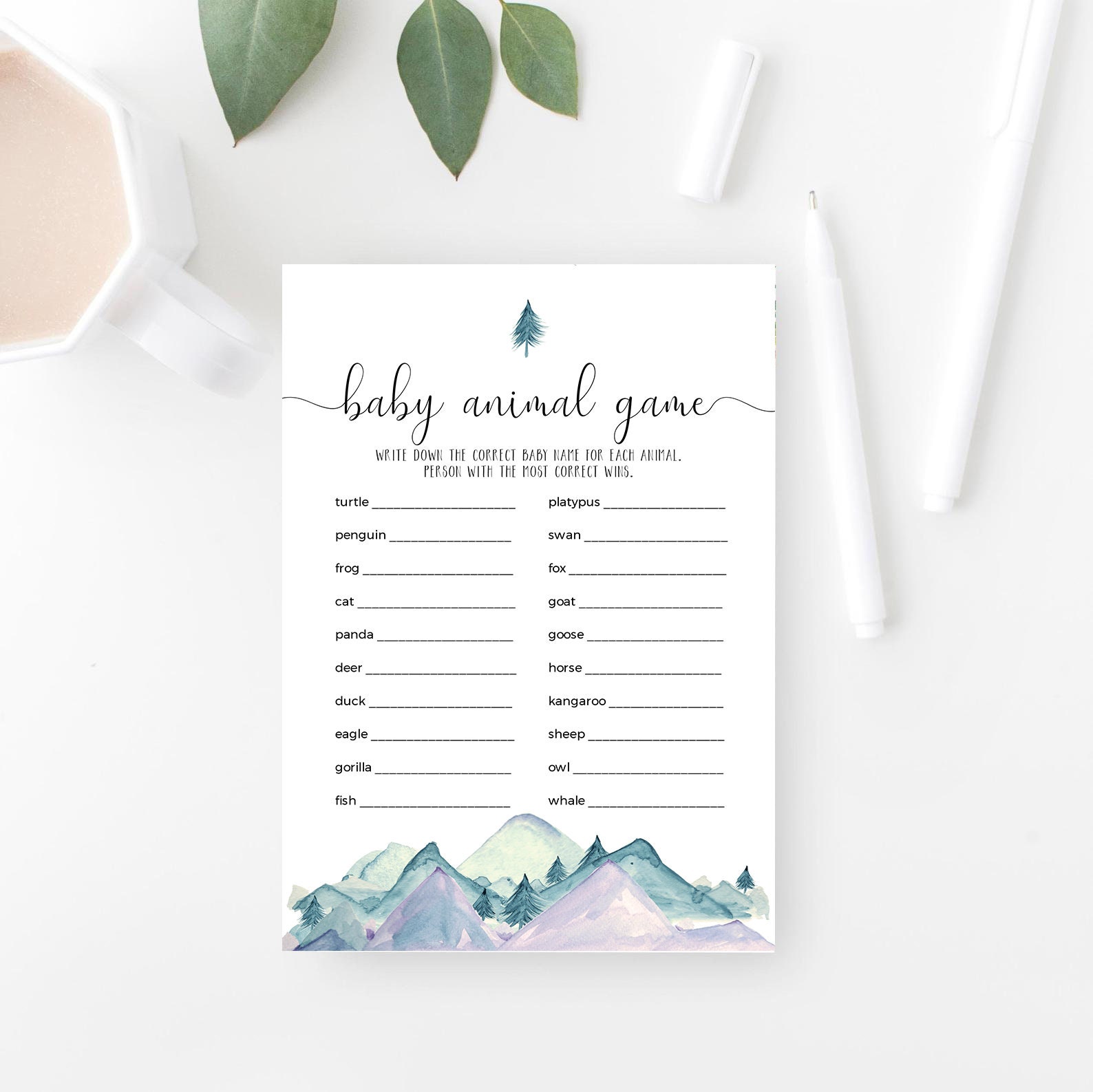 Name the Baby Animal Game Printable & Virtual Baby Shower - Etsy