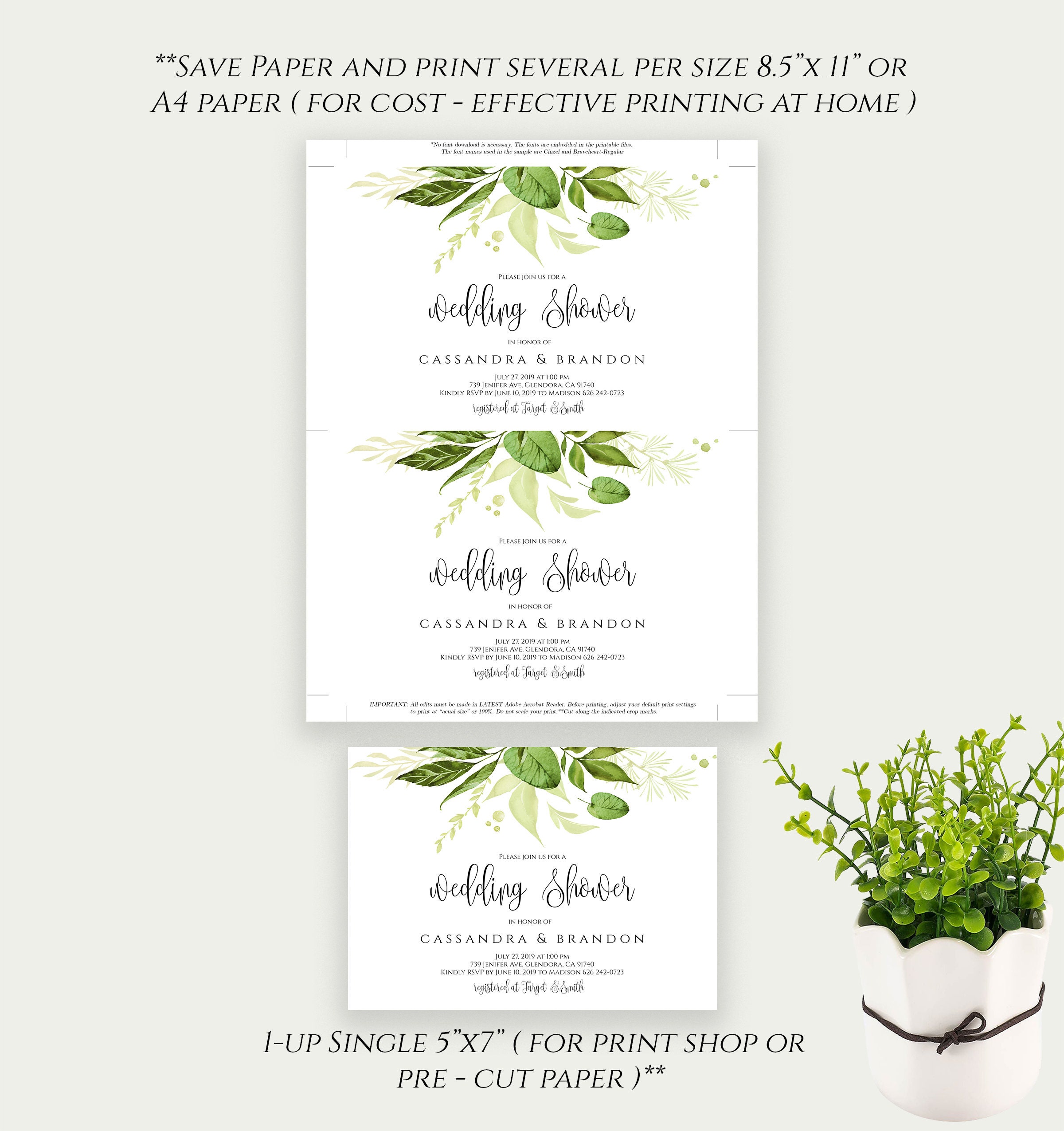 PRINTABLE Wedding Shower Invitation Template Printable - Etsy