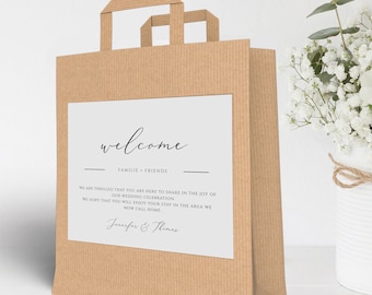 Minimalist Wedding Welcome Box Stickers: Editable Hotel Bag Label (Instant Download, SPOM)