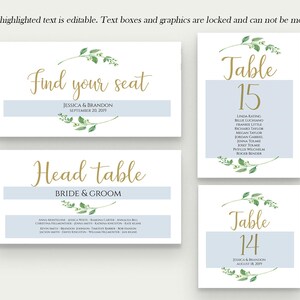 Printable Wedding Seating Template Seating Plan Wedding Seating Cards Table Cards Seating Cards Floral Seating Chart Template Jasmine image 2