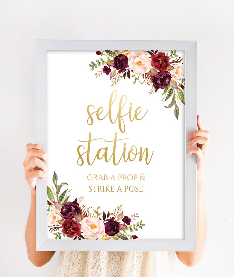 Printable Selfie Station Sign Grab a Prop Strike a Pose Photo | Etsy