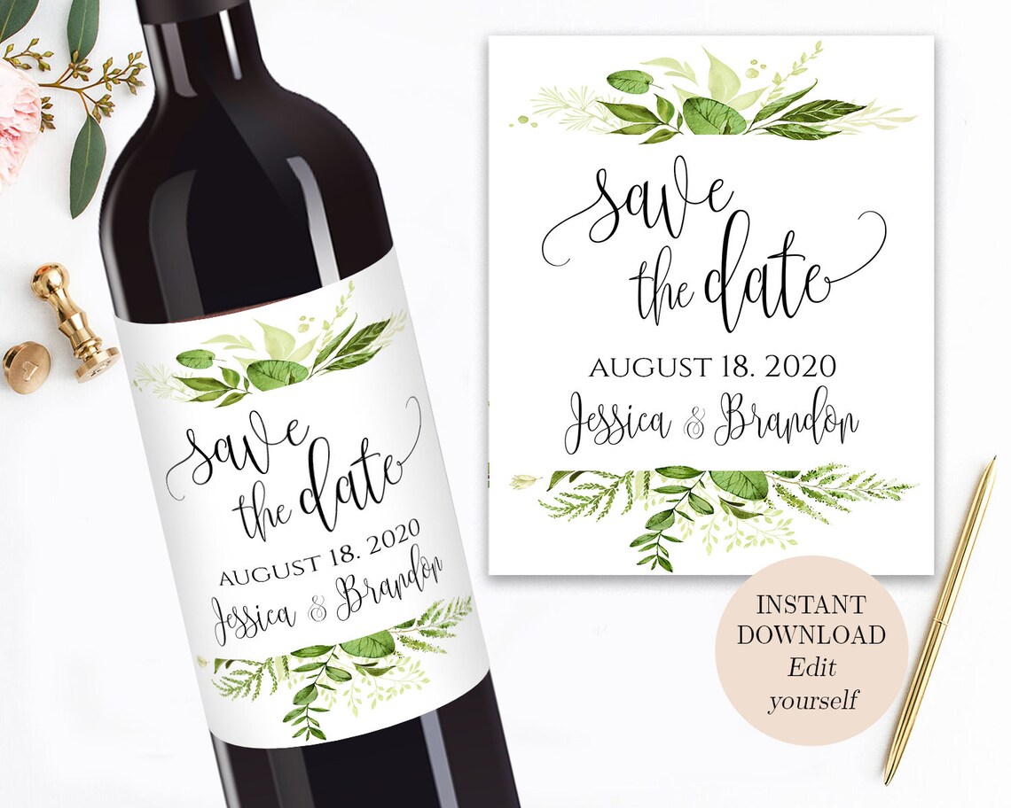 Editable Save the Date Wine Label Printable Save the Date Etsy