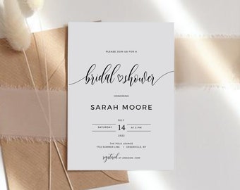 Minimalist Bridal Shower Invitation Template (Digital Download, SPC)