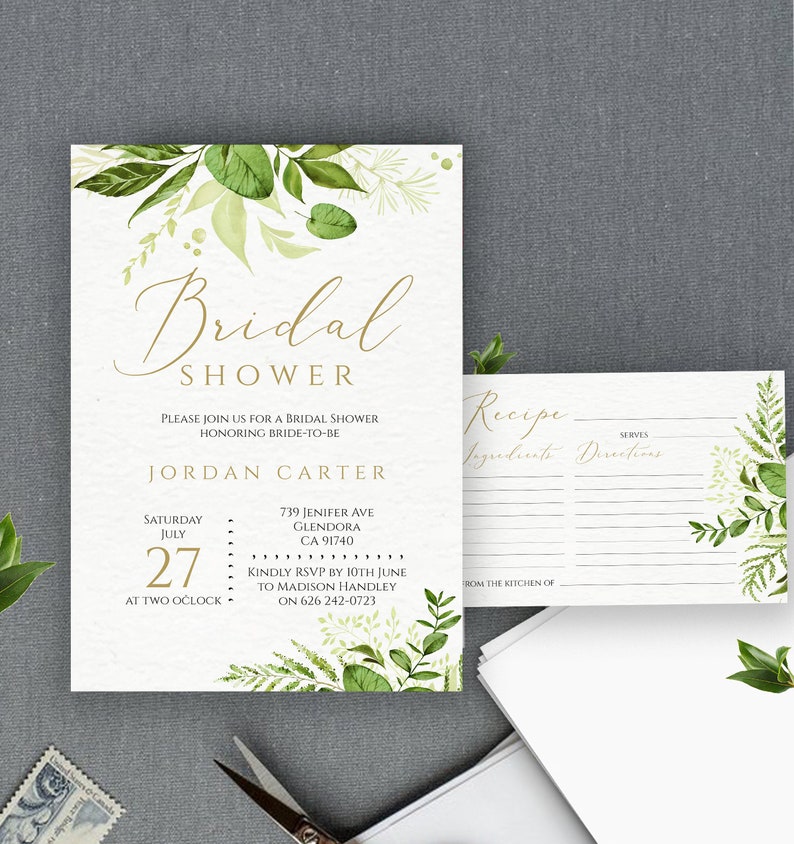 Instant Download DIY Editable Invite Template Editable Bridal Shower Invitation and Printable Recipe Card Template Bridal Shower Invite