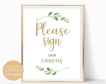 Printable Please Sign Template Please Sign Our Canvas, Guestbook, Globe, Guest Board, Heart, Photo Frame, Map, Cork 4x6, 5x7, 8x10 Jasmine