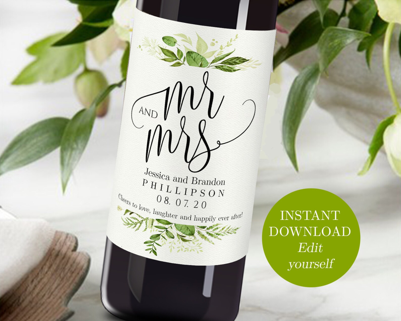 Printable Wedding Wine Bottle Labels Editable Wine Etsy UK