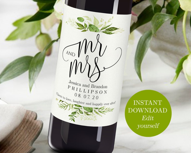 Printable Wedding Wine Bottle Labels Editable Wine Etsy Canada
