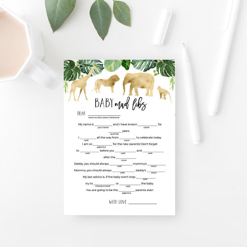 Safari Baby Shower Game Bundle Printable Virtual / Editable | Etsy