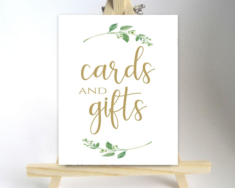 Cards and Gifts Printable Cards and Gifts Sign Printable Card Sign Printable Signs Wedding Print Instant Download PDF 8x10, 5x7, 4x6 Jasmine image 3