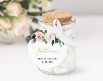 Blush Floral Favor Tag: Bridal Shower Template (Instant Download, SPB)