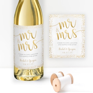 Mr and Mrs Wine Label: Gold Wedding Decor (Digital Download)