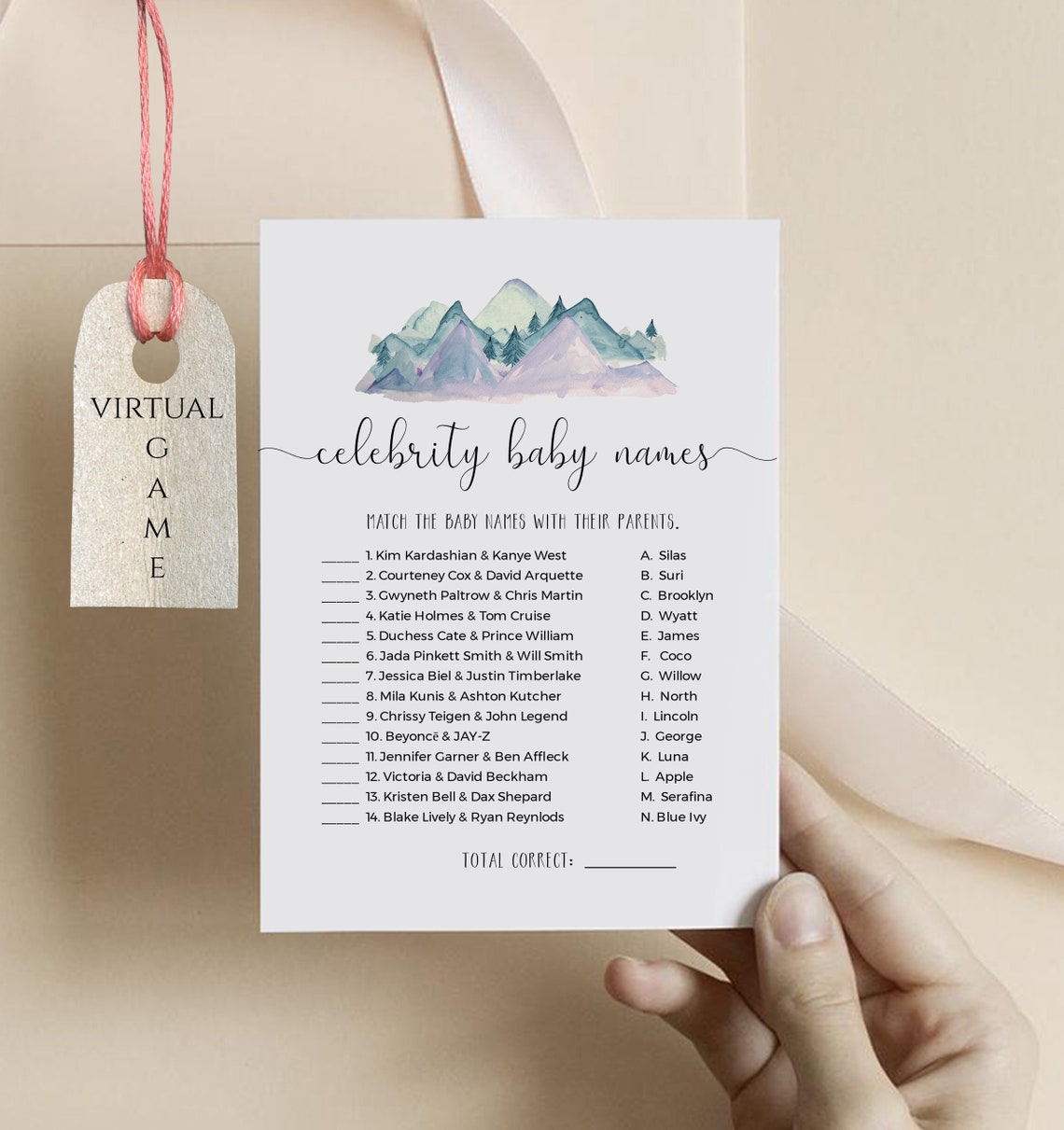 Celebrity Baby Names Game Printable &amp; Virtual Editable | Etsy