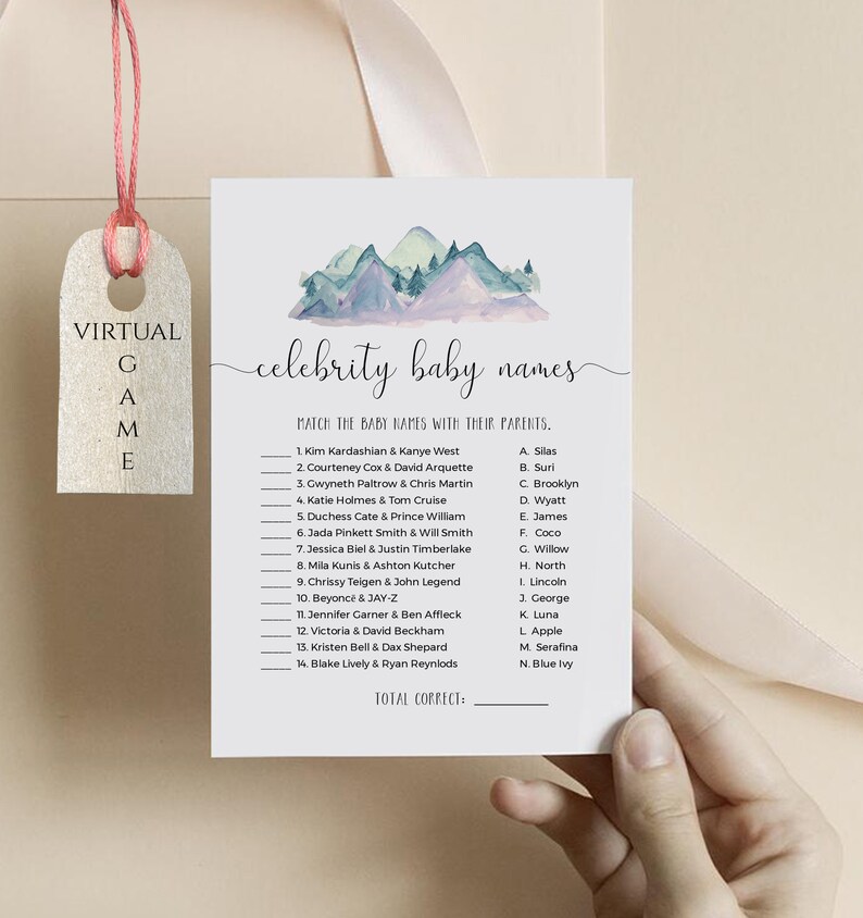 Celebrity Baby Names Game Printable &amp; Virtual Editable - Etsy