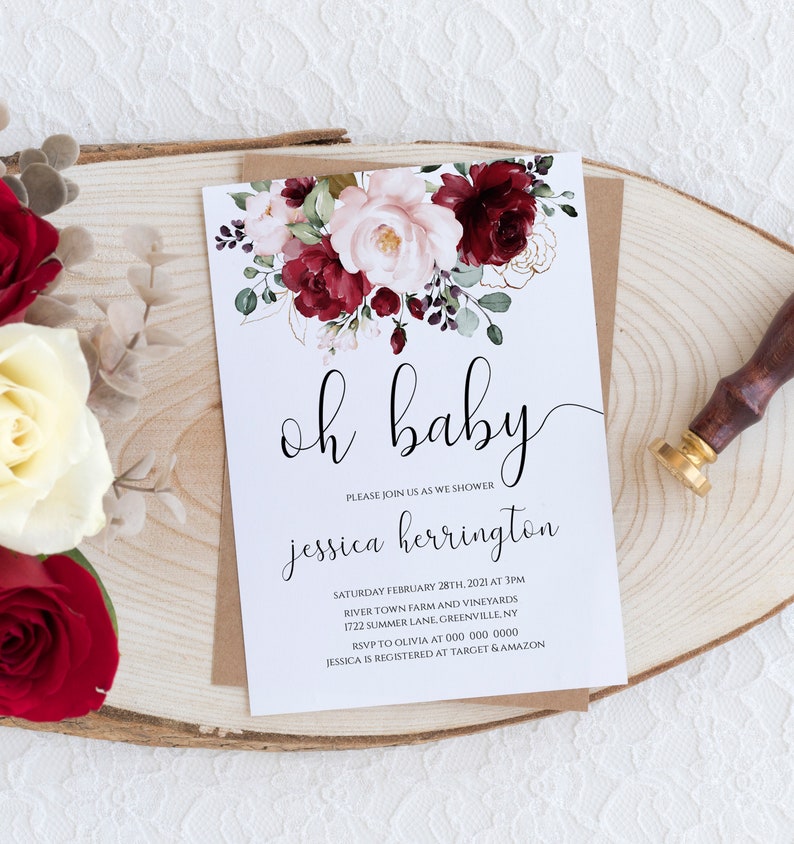 Floral Baby Shower Invitation Baby Shower Invitation Etsy
