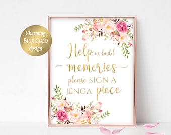 Jenga Guest Book Sign Wedding Jenga Sign Jenga Wedding Sign Guest Book Alternative Building Memories Sign Guestbook Ideas 4x6, 5x7, 8x10