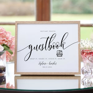 Photo Guestbook Sign Printable, Photo Booth Sign, Snap It Shake It Stick It Sign It, Instant Download, Templett, SPC