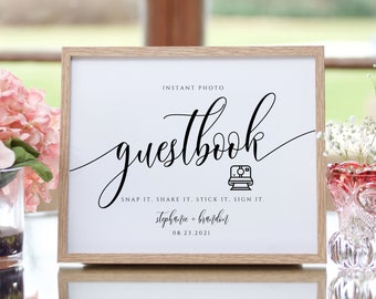 Photo Guestbook Sign Printable, Photo Booth Sign, Snap It Shake It Stick It Sign It, Instant Download, Templett, SPC