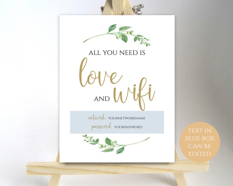 WIFI Password Sign Wifi Printable All You Need is Love and Etsy