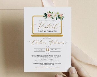 Virtual Bridal Shower Invitation Template, Social Distancing Bridal or Baby Shower Invite, Instant Download, Templett, SPB