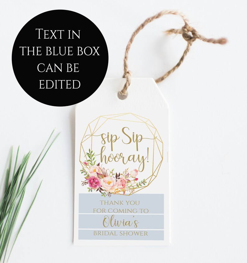 Thank You Tags Printable Thank You Tags Template Thank You Tags Instant Download Wedding Thank You Gift Tags Pastel Blooms Sip Sip Hooray