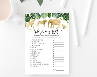 Safari Baby Shower Game: The Price is Right, Editable Template (Digital Download, SPP)