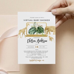 Safari Animals Virtual Baby Shower Invitation Template (Digital Download, SPP)