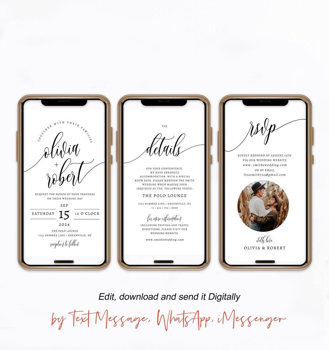 Electronic Wedding Invitation, Text Invitation, Editable Template ...