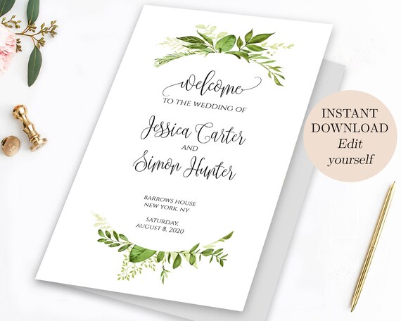 Classic Wedding Program With Ribbon Catholic Wedding Program Etsy