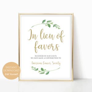 Statt für Gastgeschenke: Grünes Hochzeitsschild (Instant Download)