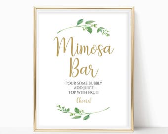 Mimosa Bar Sign Bridal Shower Sign Wedding Sign Bubbly Bar Sign Wedding Bar Sign Mimosa Bar Print Instant Download 8x10, 5x7, 4x6 Jasmine
