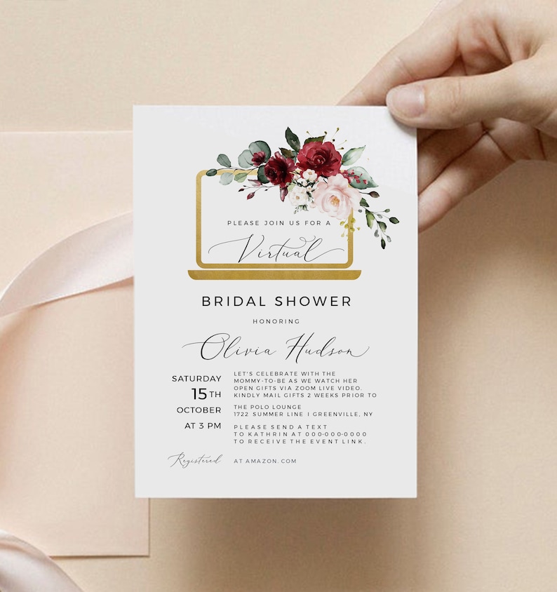 Virtual Bridal Shower Invitation Template Long Distance Bridal Etsy