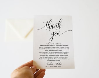 Cartão de agradecimento minimalista para casamento: modelo editável (download digital, SPC)