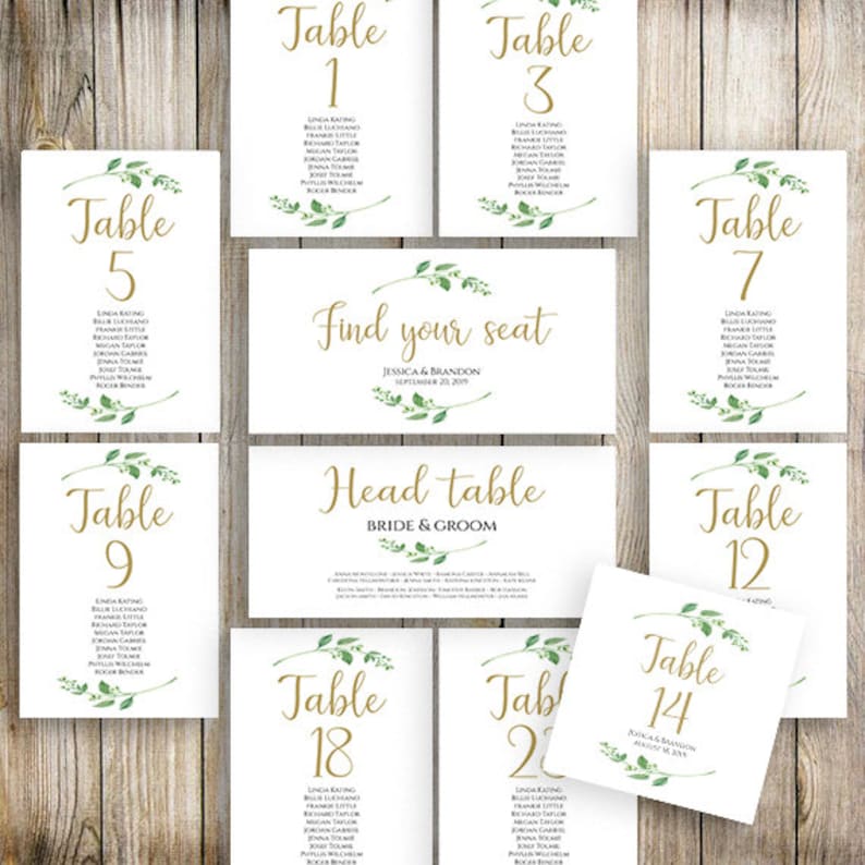 Printable Wedding Seating Template Seating Plan Wedding Seating Cards Table Cards Seating Cards Floral Seating Chart Template Jasmine image 1