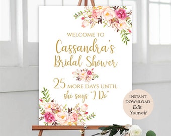 Welcome Sign Template Welcome Bridal Shower Sign Bridal Shower Decor Fully Editable Welcome Sign For Bridal Shower Welcome Template Custom