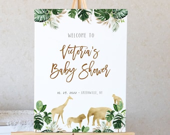 Safari Baby Shower Welcome Sign Template, Jungle Animals Decor, Instant Download, Edit with Templett, SPP