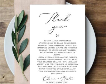 Black & White Wedding Thank You Note Template (Instant Download, SPOM)