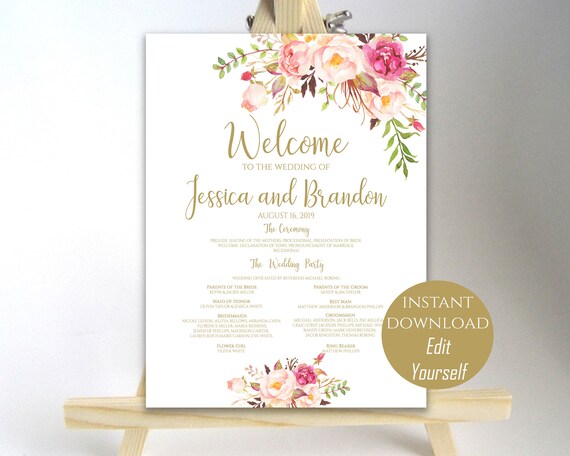 wedding program sign welcome wedding sign wedding sign wedding