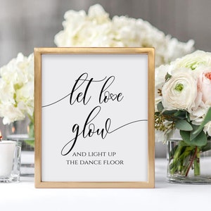 Let Love Glow Sign, Glow Stick Sign Template, Wedding Signage, Digital Download, Editable, Templett, SPC