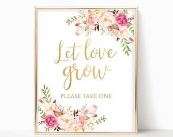 Let Love Grow Sign Wedding Favor Sign Please Take One Seed Favor Sign Succulent Favor Sign Favors Please Take Printable DIY 4x6, 5x7, 8x10