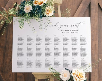 Black and White Wedding Seating Chart, Minimalist Table Plan Printable, Editable, Instant Download, SPOM
