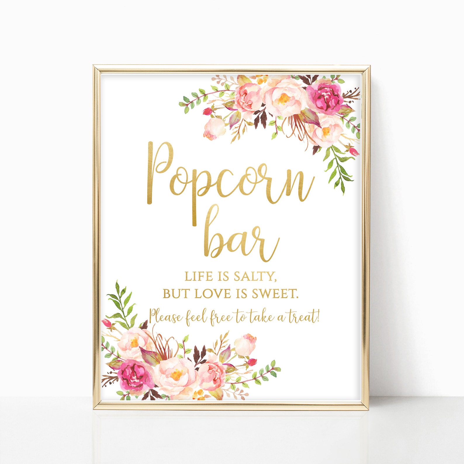 Printable Popcorn Bar Sign Life is Salty Love is Sweet Take a Etsy